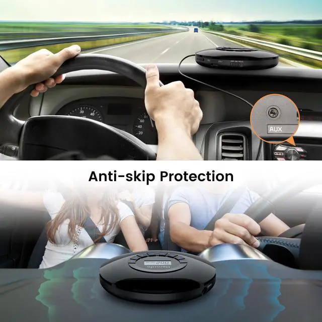 Alt view image 4 of 7 - Portable CD Player with Headphone, Hernido Rechargeable CD Player for car, Compact CD Walkman with 5 EQ Sounds, AUX Output, Anti-Skip, CD Player for Home & Travel Discman Kpop Player