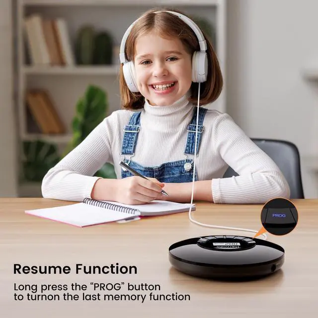 Alt view image 7 of 7 - Portable CD Player with Headphone, Hernido Rechargeable CD Player for car, Compact CD Walkman with 5 EQ Sounds, AUX Output, Anti-Skip, CD Player for Home & Travel Discman Kpop Player