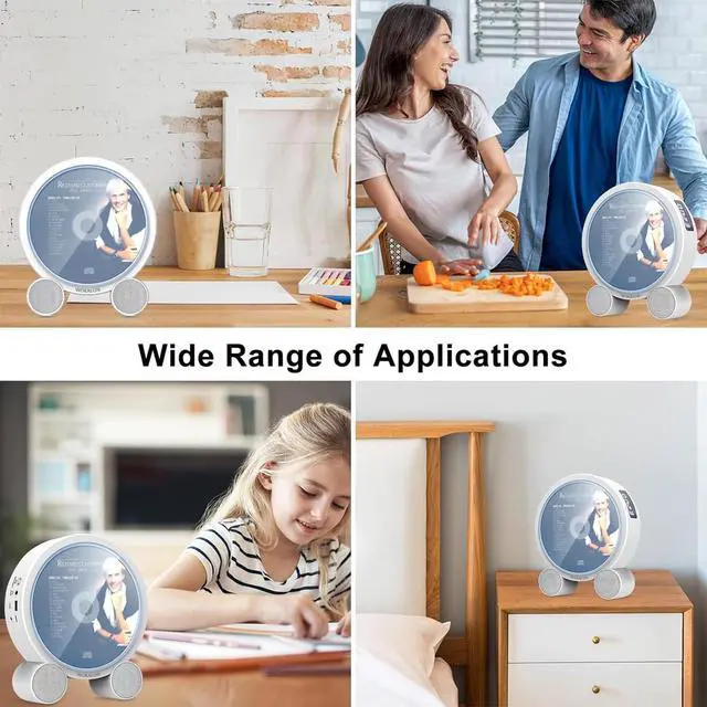 Alt view image 7 of 7 - WOKALON Desktop Vertical CD Player Portable with Bluetooth for Home with LCD Screen Display Built in HiFi Speakers Support Timed Music ON/Off FM USB SD