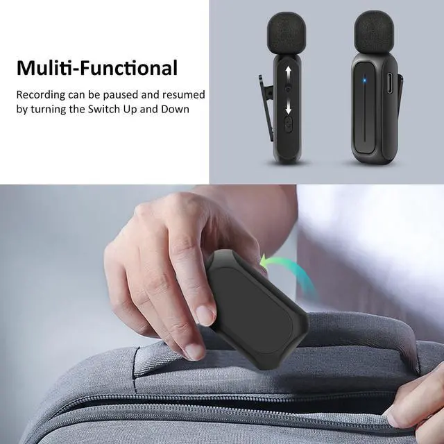 Alt view image 7 of 7 - Ecomxia 2 Pcs Wireless Lavalier Microphone for iPhone iPad Android with Charging Case 7H Clip on Lapel Microphone Wireless for Video Recording Vlogging, YouTube, Interview, 3 Mode Denoise, 70ft
