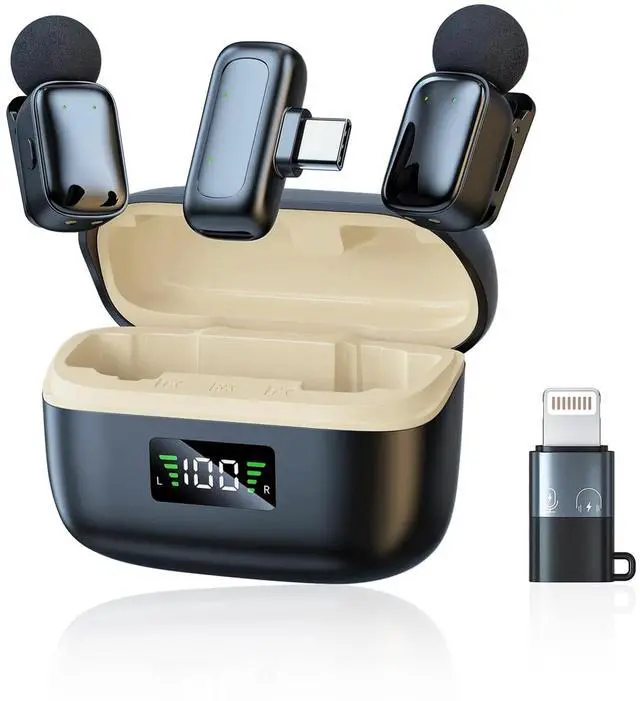 Main image of skydimo Wireless Lavalier Microphone for iPhone Android with USB C Plug, Noise Reduction, 24H Battery Life with Charging Case, Lapel Microphone for TikTok, YouTube, Video Recording, Streaming Podcast