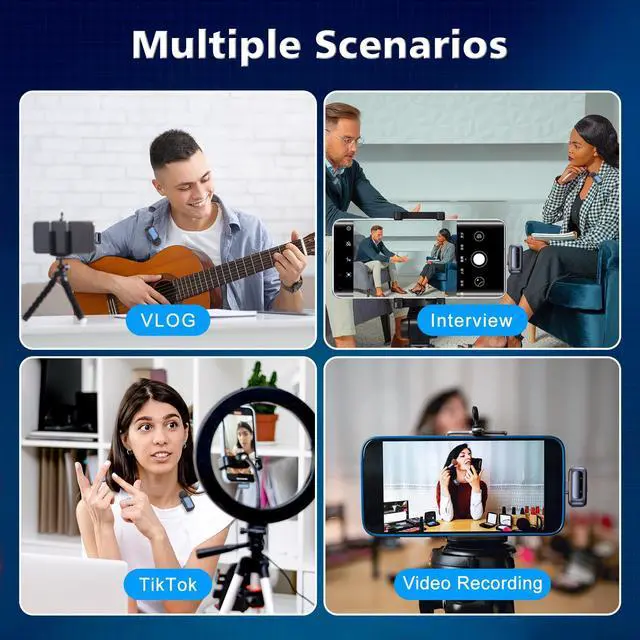 Alt view image 6 of 7 - skydimo Wireless Lavalier Microphone for iPhone Android with USB C Plug, Noise Reduction, 24H Battery Life with Charging Case, Lapel Microphone for TikTok, YouTube, Video Recording, Streaming Podcast