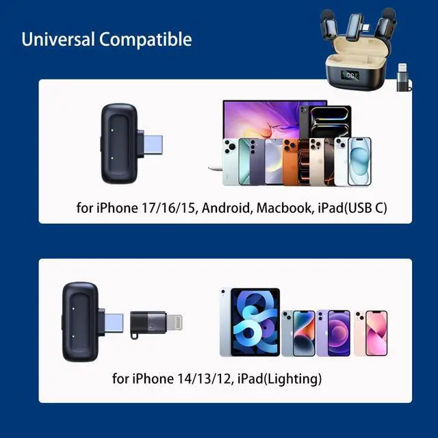 Alt view image 7 of 7 - skydimo Wireless Lavalier Microphone for iPhone Android with USB C Plug, Noise Reduction, 24H Battery Life with Charging Case, Lapel Microphone for TikTok, YouTube, Video Recording, Streaming Podcast