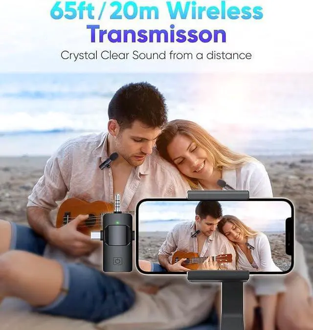 Alt view image 6 of 6 - K15 3 in 1 Wireless Lavalier Microphone for iPhone Android Camera USB-C, Noise Canceling Wireless Mini Microphone for YouTube,TikTok,Video Recording,Interviews,Game Live Streaming,Vlog