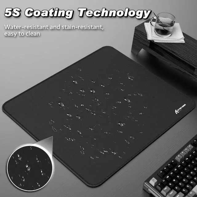 Alt view image 4 of 7 - ATTACK SHARK CM02 Gaming Mouse Pad for Esports Speed Large Mouse mats for Desk Waterproof Surface Stitched Edges and Anti-Slip Rubber Base Size L Laminate 17.72 x 15.75 x 0.16 Black