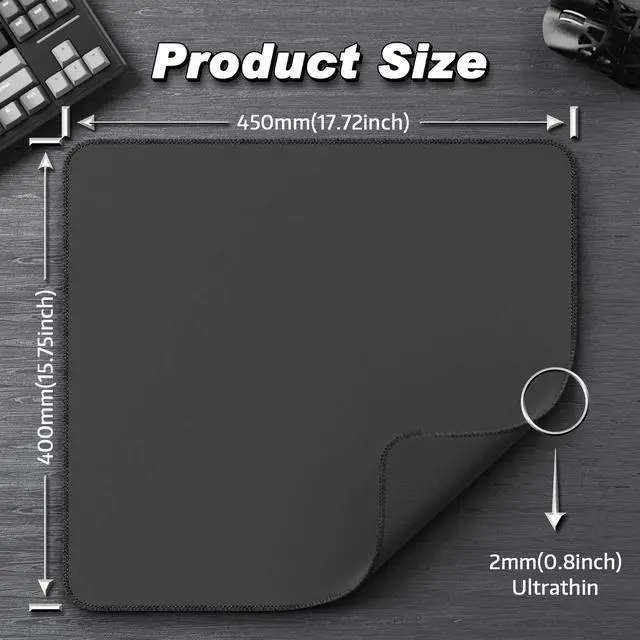 Alt view image 7 of 7 - ATTACK SHARK CM02 Gaming Mouse Pad for Esports Speed Large Mouse mats for Desk Waterproof Surface Stitched Edges and Anti-Slip Rubber Base Size L Laminate 17.72 x 15.75 x 0.16 Black