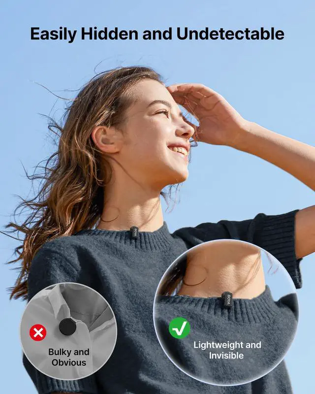 Alt view image 3 of 7 - BOYA mini 2 Wireless Lavalier Microphones for iPhone 15/16/17 & Android, AI Noise Cancellation, App Control, 30H Battery Life with Charging Case, Lapel Microphone Wireless for Video Recording Vlogging