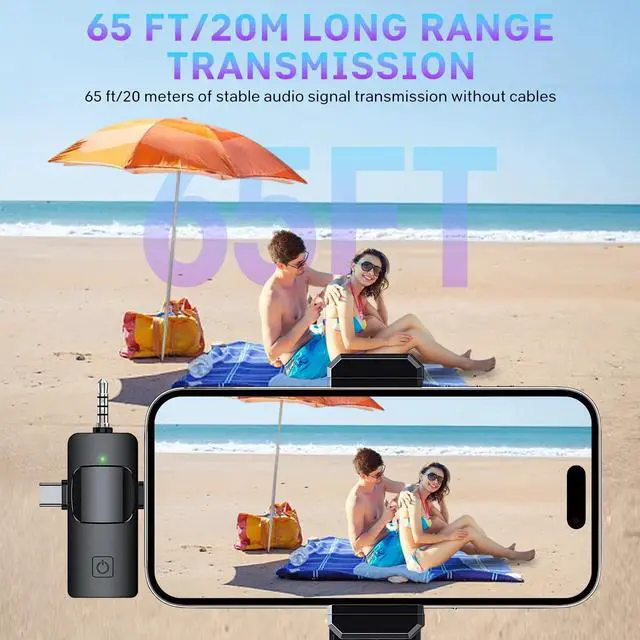 Alt view image 3 of 7 - pobugy 3 in 1 Wireless Microphone, Wireless Lavalier for iPhone, iPad, Android, Camera, Mini Microphone with Noise Reduction for Video Recording, Vlog, YouTube, TikTok, for Media People