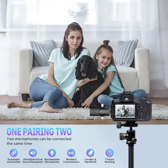 Alt view image 6 of 7 - pobugy 3 in 1 Wireless Microphone, Wireless Lavalier for iPhone, iPad, Android, Camera, Mini Microphone with Noise Reduction for Video Recording, Vlog, YouTube, TikTok, for Media People