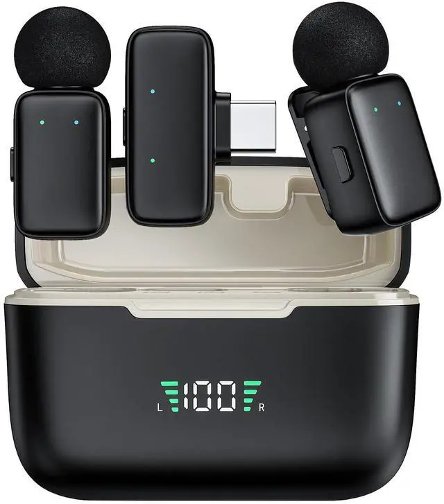 Main image of HITOZON Mini Wireless Lavalier Microphone for iPhone/Android/Tablet/PC with Lightning/USB-C Plug, Noise Cancellation, Wireless Clip-on Mic with Charging Case for Video Recording TikTok YouTube Podcast