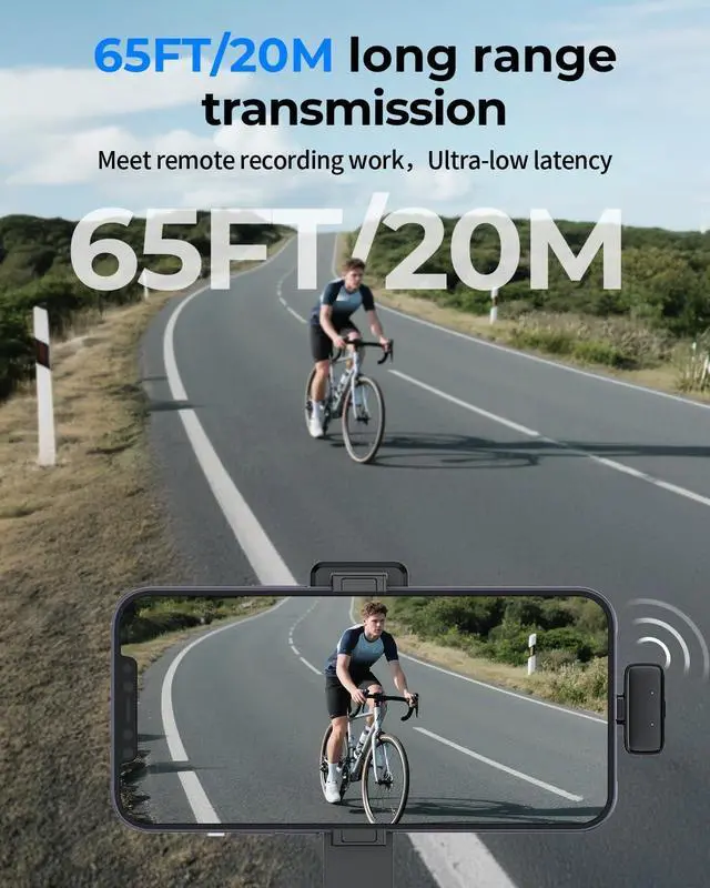 Alt view image 6 of 7 - HITOZON Mini Wireless Lavalier Microphone for iPhone/Android/Tablet/PC with Lightning/USB-C Plug, Noise Cancellation, Wireless Clip-on Mic with Charging Case for Video Recording TikTok YouTube Podcast