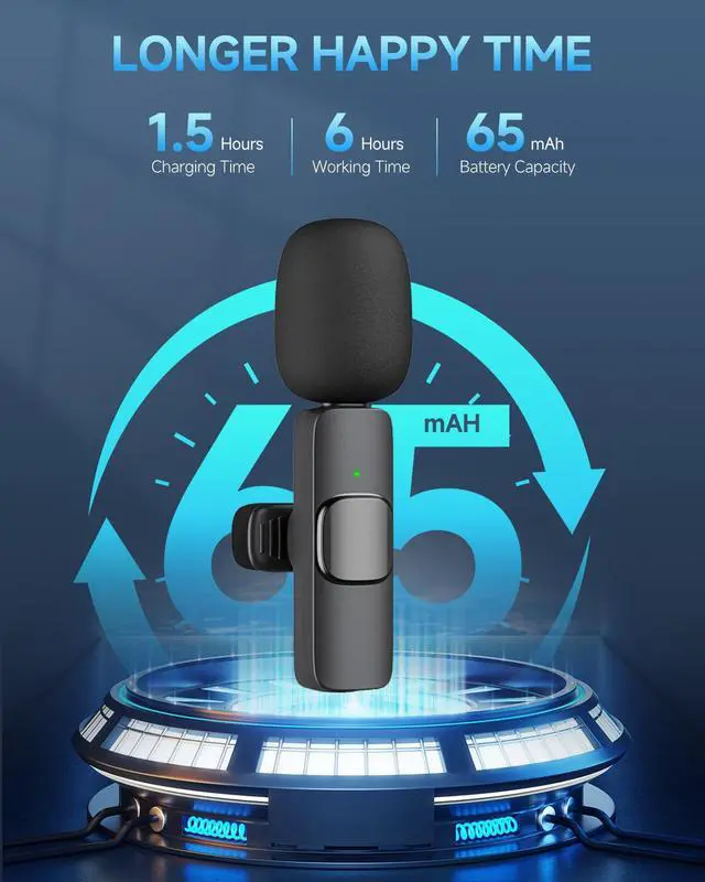 Alt view image 6 of 7 - Caiord 2 Pack Professional Wireless Lavalier Microphone for iPhone iPad(iPhone 14 and Below), Lapel Mics Plug-Play Clip on Lapel Mic for YouTube, Recording, Vlog, Facebook Live