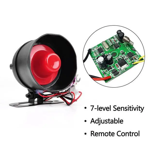 Alt view image 2 of 7 - YOMTOVM 12V Car Alarm System, Anti-Theft Horn Siren with 7-Levels Sensitivity Universal Security Protection System Vehicle Alarm System with Sound