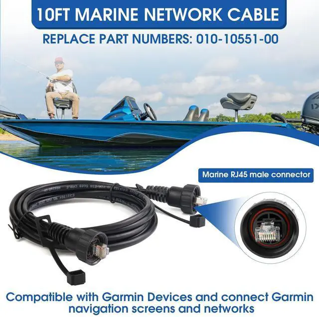 Alt view image 2 of 7 - JYINCPED 10FT Marine Network Cable for Garmin RJ45, Replace for 010-10550-00, Network Ethernet Cable for Garmin Navigation Screen/Fish Finder/GMS 10/Radar GPSMAP/GMR/UHD