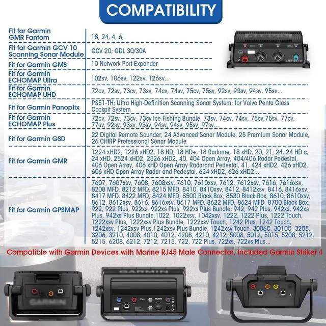 Alt view image 3 of 7 - JYINCPED 10FT Marine Network Cable for Garmin RJ45, Replace for 010-10550-00, Network Ethernet Cable for Garmin Navigation Screen/Fish Finder/GMS 10/Radar GPSMAP/GMR/UHD