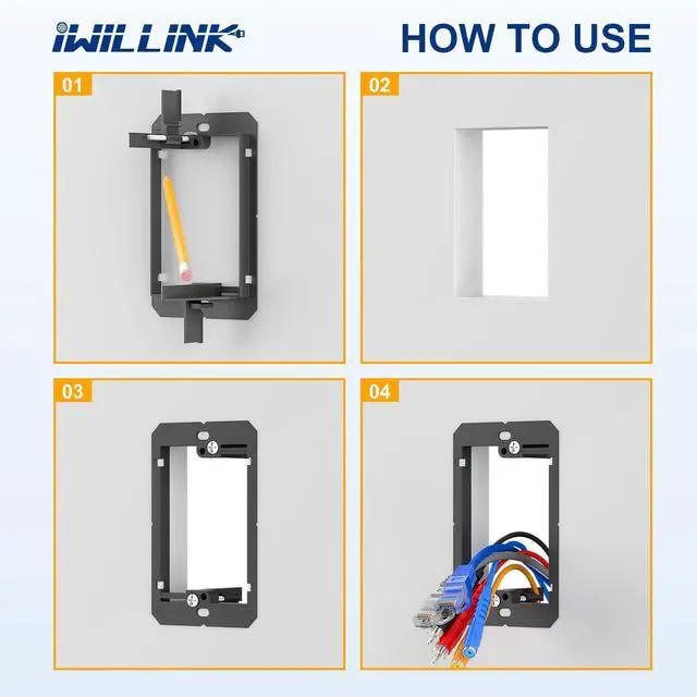 Alt view image 4 of 7 - Iwillink Low Voltage Mounting Bracket (1-Gang, 25 Pack) for Single Gang Wall Plate, Telephone Wires, Network Cables, HDMI, Coaxial, Speaker Cables