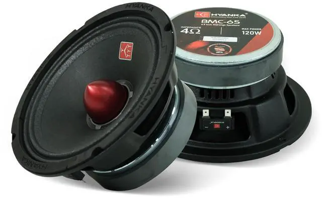 Main image of H YANKA BMC-65 6.5 Midrange Speakers Car Audio, 120 Watts 4 Ohms Bullet Design Door Speakers with Black Steel Basket, Distortion-Free Sound, Ideal for Cars, Trucks, and More. (1 Pair)