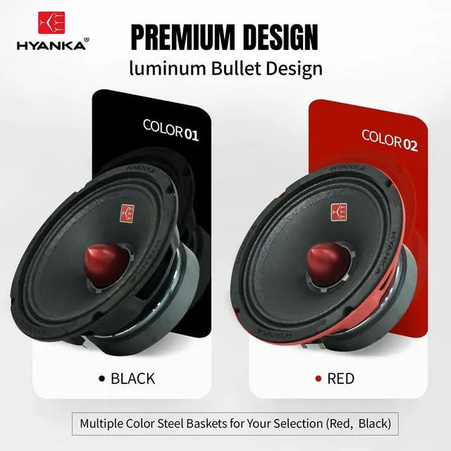 Alt view image 6 of 7 - H YANKA BMC-65 6.5 Midrange Speakers Car Audio, 120 Watts 4 Ohms Bullet Design Door Speakers with Black Steel Basket, Distortion-Free Sound, Ideal for Cars, Trucks, and More. (1 Pair)