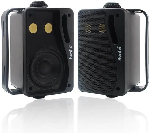 Main image of Herdio 3.5 Inch Passive Outdoor Speakers Wired Waterproof, 200W 3 Way Premium Mountable Wall Mount Speakers with Superior Sound, All-Weather Durability, for Patio Marine Boat Garage Indoor(Black Pair)