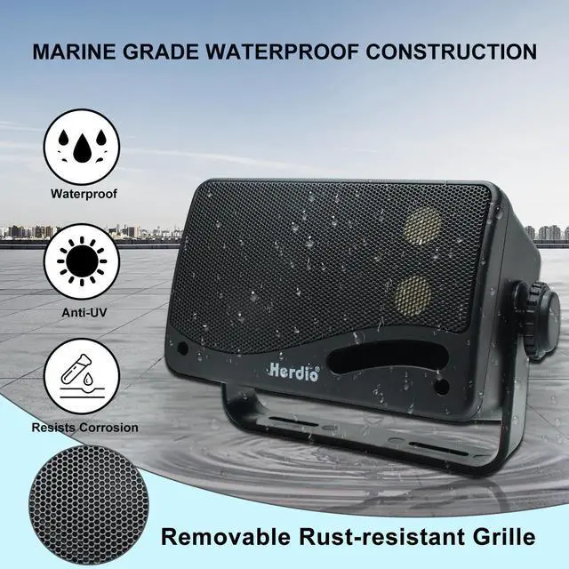 Alt view image 3 of 7 - Herdio 3.5 Inch Passive Outdoor Speakers Wired Waterproof, 200W 3 Way Premium Mountable Wall Mount Speakers with Superior Sound, All-Weather Durability, for Patio Marine Boat Garage Indoor(Black Pair)