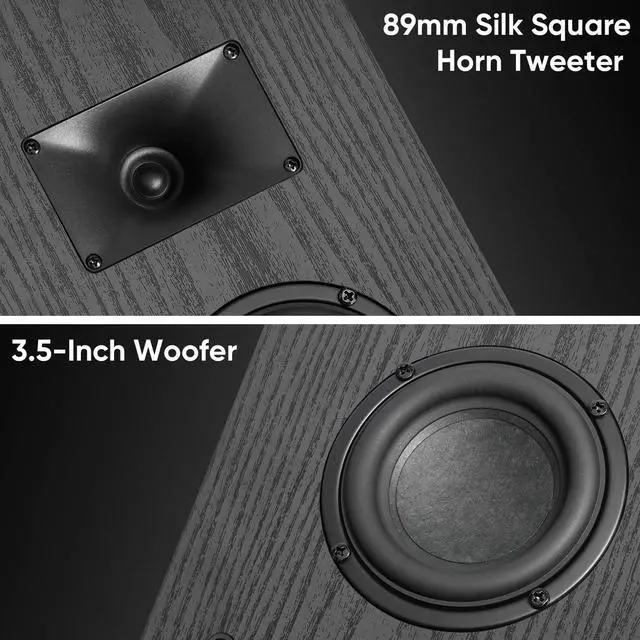 Alt view image 3 of 6 - Saiyin On-Wall Speakers (Pair),Flexible Install Wall-Mountable Surround Speaker,4 Ohms,3.5-Inch Woofer with Horn Tweeter,2-Way Passive Speakers for Home Theater, Living Room,Office