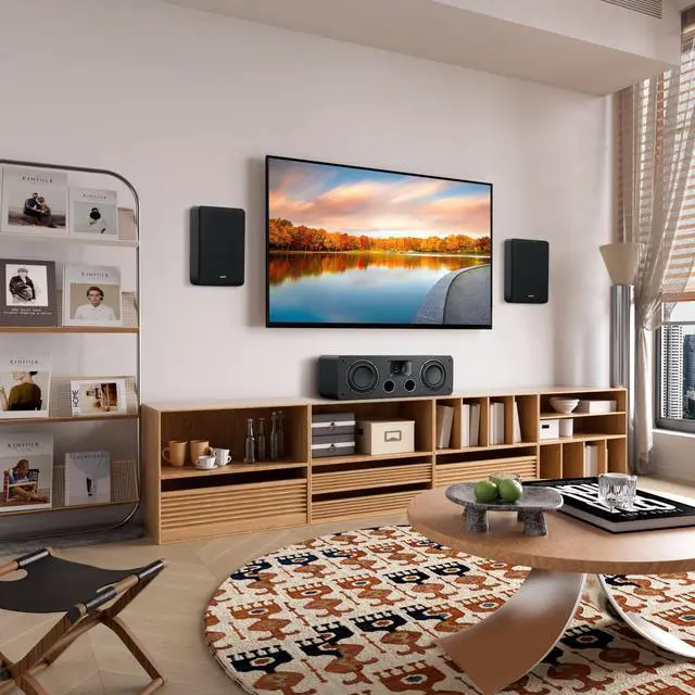 Alt view image 4 of 6 - Saiyin On-Wall Speakers (Pair),Flexible Install Wall-Mountable Surround Speaker,4 Ohms,3.5-Inch Woofer with Horn Tweeter,2-Way Passive Speakers for Home Theater, Living Room,Office