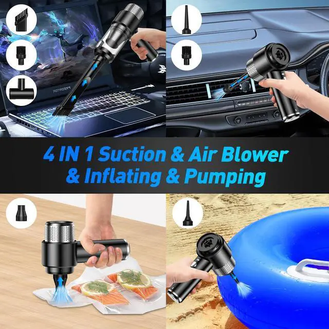 Alt view image 2 of 7 - SHLNLI Mini Vacuum Cleaner, 16000PA Car Vacuum Cleaner Portable Cordless with LED Light, 4 in 1 Air Duster and Handheld Small Vacuum Rechargeable for Car, Home, Office, PetBlack