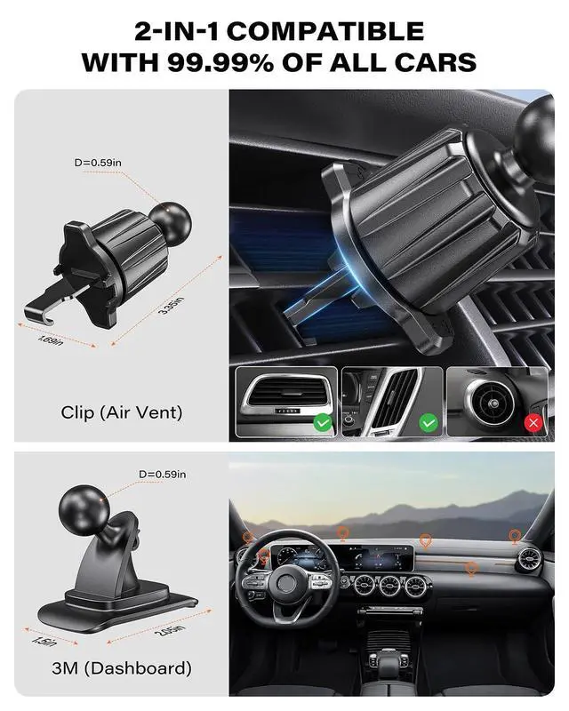 Alt view image 6 of 7 - APPS2Car for Qi2 15W MagSafe Car Mount Charger, Qi2-Certified MagSafe Car Charger, Air Vent/Dashboard Magnetic Phone Holder Car for iPhone 16 Pro Max Plus 15 14 13, Black