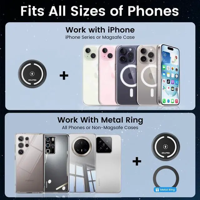 Alt view image 3 of 7 - OHLPRO for MagSafe Car Mount Charger iPhone Wireless Car Charger, Stick on Dashboard Magnetic Phone Holder Mount for iPhone 17 Pro Plus Max 16 15 14 13 12 Series, 15W Fast Charging, Aluminum Shell