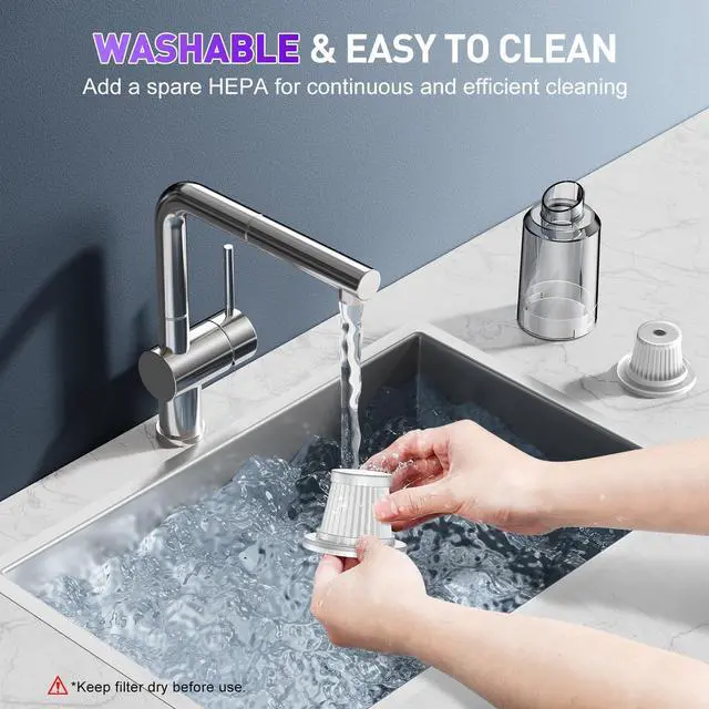 Alt view image 6 of 7 - KMM Handheld Car Vacuum Cleaner, 9000PA Vacuum Cleaner & Air Duster, 120W High Power Vacuum Portable Cordless, Hand Held Vacuum Rechargeable with Multi-Nozzles & LED Light for Home, Car, Office