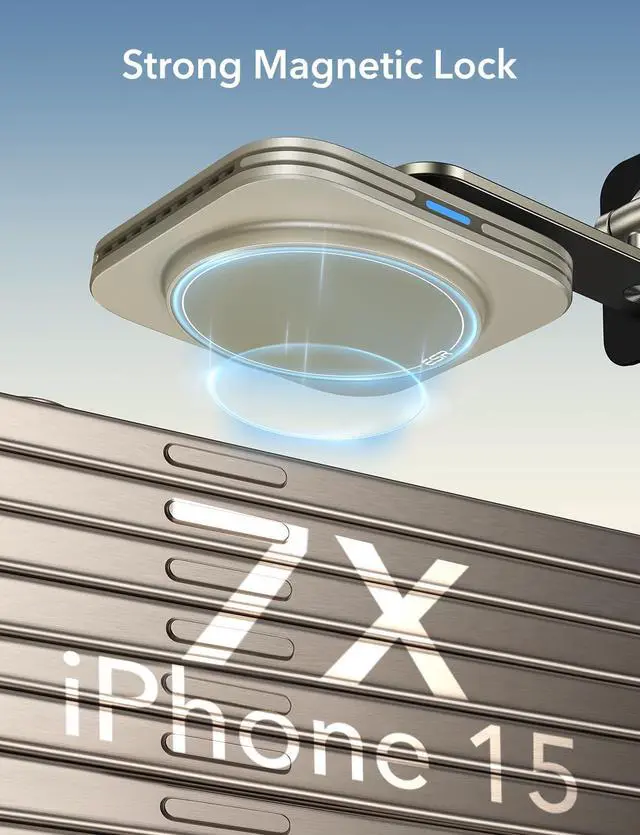 Alt view image 5 of 7 - ESR for 15W MagSafe Car Mount Charger, Universal Dashboard/Tesla MagSafe Car Charger, Magnetic Wireless Charging, Adjustable Car Phone Holder for iPhone 17/16/15/14/13/12, S25, Pixel 10, Titanium