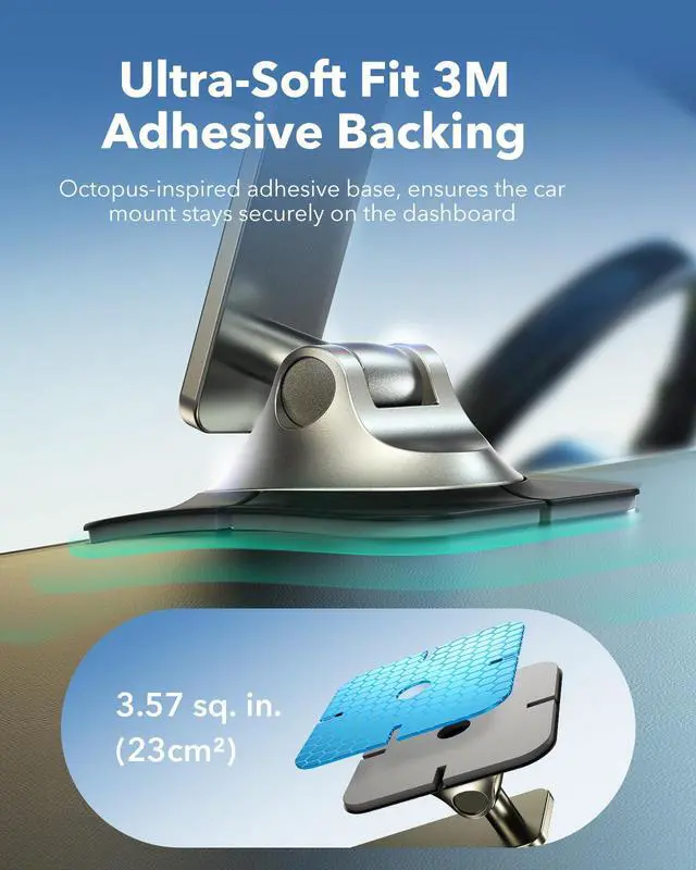 Alt view image 6 of 7 - ESR for 15W MagSafe Car Mount Charger, Universal Dashboard/Tesla MagSafe Car Charger, Magnetic Wireless Charging, Adjustable Car Phone Holder for iPhone 17/16/15/14/13/12, S25, Pixel 10, Titanium