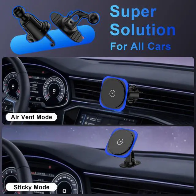 Alt view image 3 of 6 - for Magsafe Car Mount Charger, 15W Magnetic Wireless Car Charger, Magnetic Car Phone Holder for iPhone 17 16 15 14 13 12 Series, Samsung Galaxy S25 S24 S23 S22 S21 S20 Ultra FE, Google Pixel 10 9 Pro