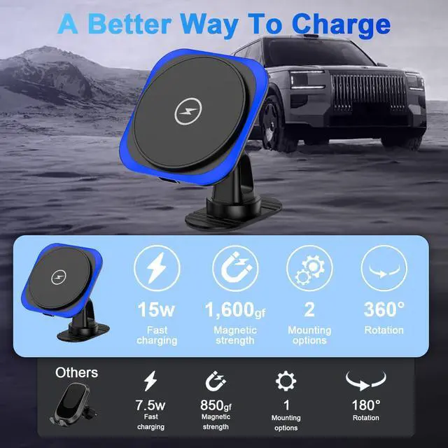 Alt view image 2 of 6 - for Magsafe Car Mount Charger, 15W Magnetic Wireless Car Charger, Magnetic Car Phone Holder for iPhone 17 16 15 14 13 12 Series, Samsung Galaxy S25 S24 S23 S22 S21 S20 Ultra FE, Google Pixel 10 9 Pro