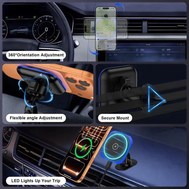 Alt view image 5 of 6 - for Magsafe Car Mount Charger, 15W Magnetic Wireless Car Charger, Magnetic Car Phone Holder for iPhone 17 16 15 14 13 12 Series, Samsung Galaxy S25 S24 S23 S22 S21 S20 Ultra FE, Google Pixel 10 9 Pro