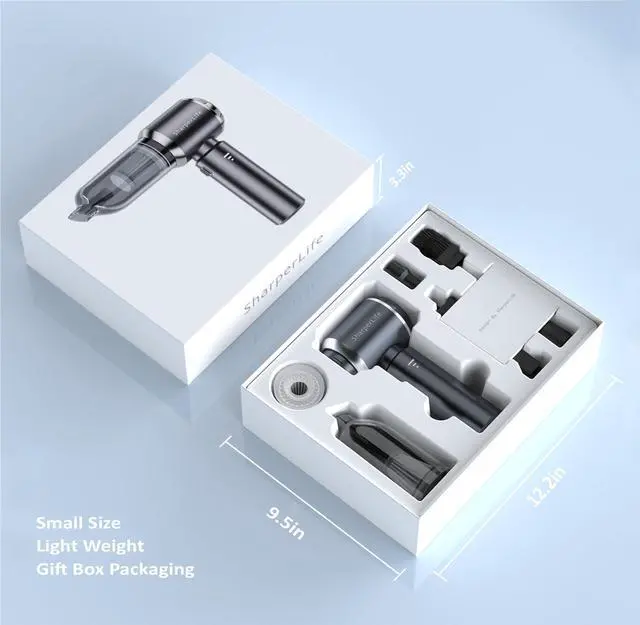 Alt view image 5 of 6 - Sharperlife Portable Handheld Vacuum Cordless Cleaner, Rechargeable with 15000Pa Strong Suction for Car, Home and Camping, 30mins Runtime, Lightweight, Eco-Friendly Packaging