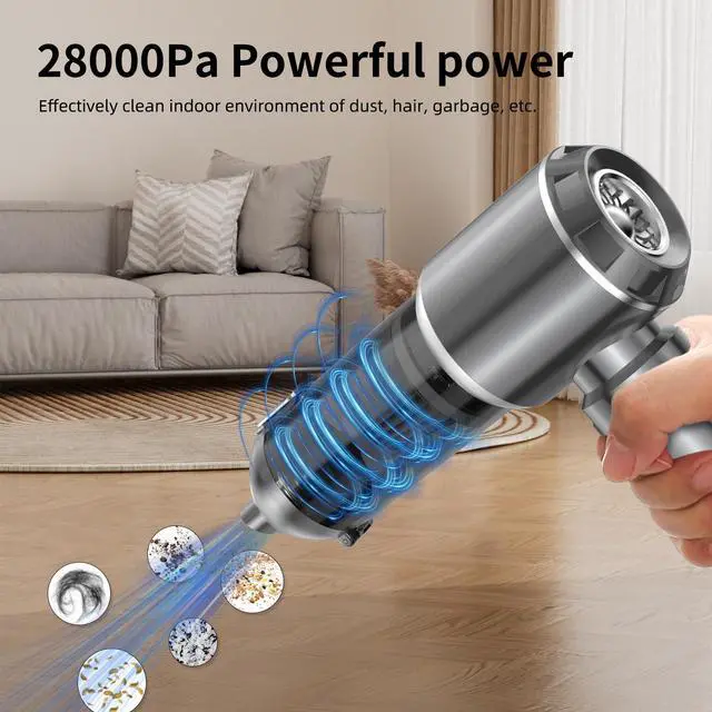Alt view image 2 of 7 - Handheld Vacuum Cleaner, 28000Pa 4 in 1 Handheld Vacuum Cordless, Brushless Motor, One-Touch Dust Removal, 3 Speeds Car Vacuum Cleaner Portable Cordless, Ideal for Office, Home, Kitchen, Car, Pet Hair