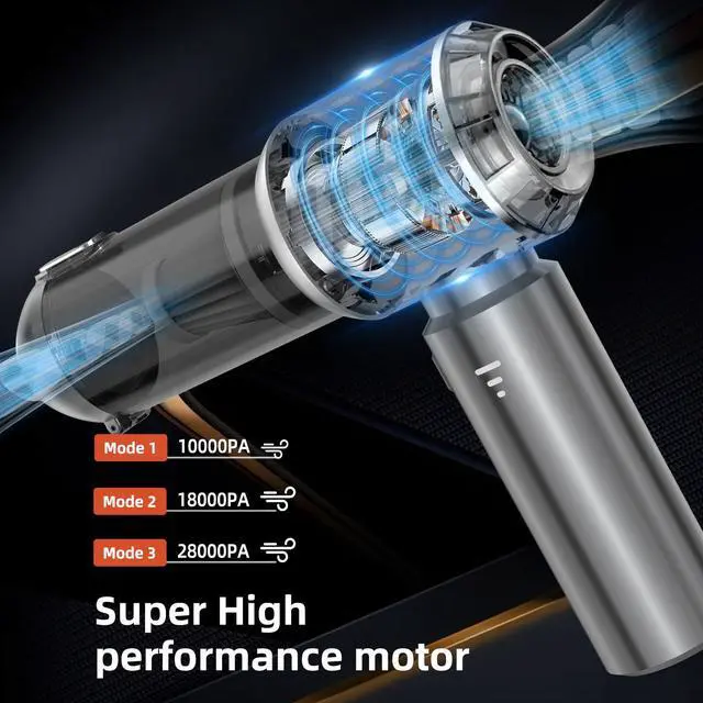 Alt view image 6 of 7 - Handheld Vacuum Cleaner, 28000Pa 4 in 1 Handheld Vacuum Cordless, Brushless Motor, One-Touch Dust Removal, 3 Speeds Car Vacuum Cleaner Portable Cordless, Ideal for Office, Home, Kitchen, Car, Pet Hair