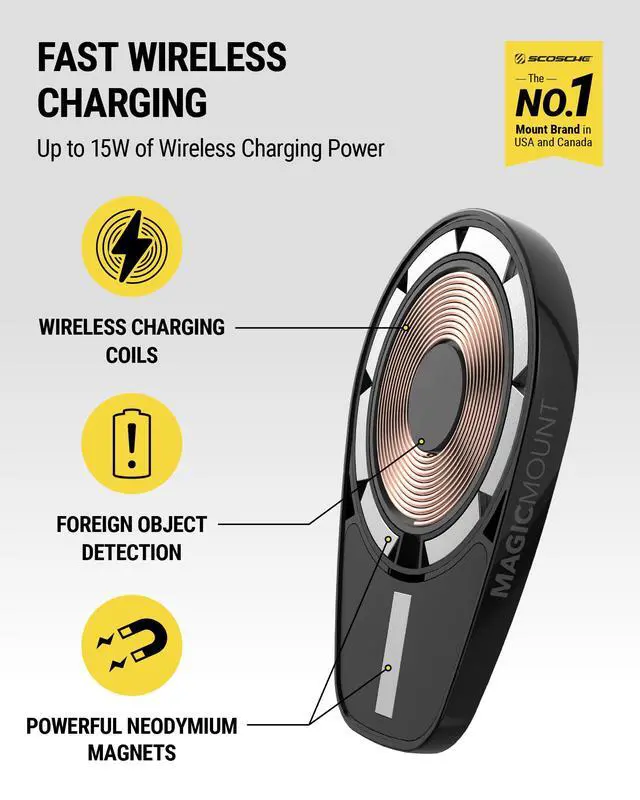 Alt view image 2 of 7 - Scosche MPQ6DV-SP Magnetic Phone Holder for Car Dashboard/Vent, 15W Wireless Fast Car Charger Phone Stand, Hands Free Cell Phone Mount Compatible with iPhone 17/16/15/14/13/12 Series & MagSafe Case
