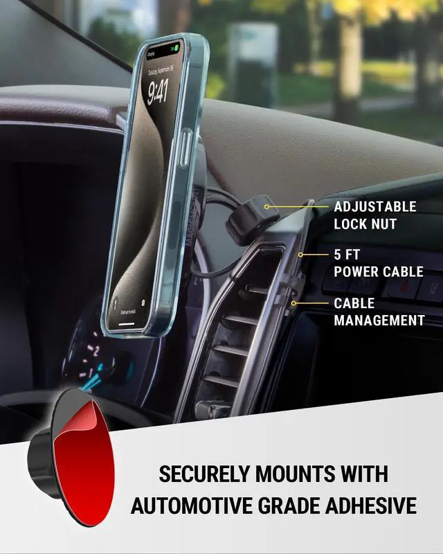 Alt view image 4 of 7 - Scosche MPQ6DV-SP Magnetic Phone Holder for Car Dashboard/Vent, 15W Wireless Fast Car Charger Phone Stand, Hands Free Cell Phone Mount Compatible with iPhone 17/16/15/14/13/12 Series & MagSafe Case