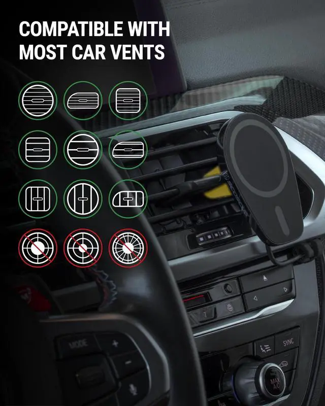 Alt view image 5 of 7 - Scosche MPQ6DV-SP Magnetic Phone Holder for Car Dashboard/Vent, 15W Wireless Fast Car Charger Phone Stand, Hands Free Cell Phone Mount Compatible with iPhone 17/16/15/14/13/12 Series & MagSafe Case