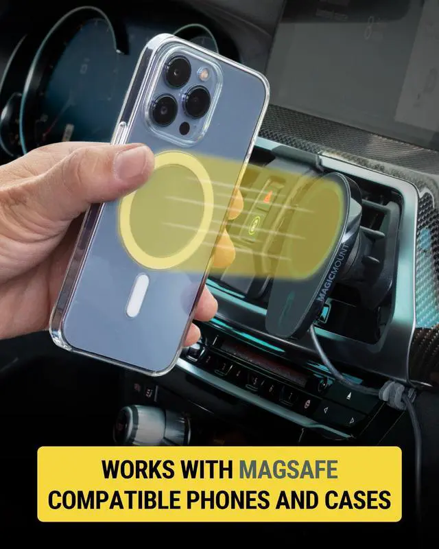 Alt view image 6 of 7 - Scosche MPQ6DV-SP Magnetic Phone Holder for Car Dashboard/Vent, 15W Wireless Fast Car Charger Phone Stand, Hands Free Cell Phone Mount Compatible with iPhone 17/16/15/14/13/12 Series & MagSafe Case