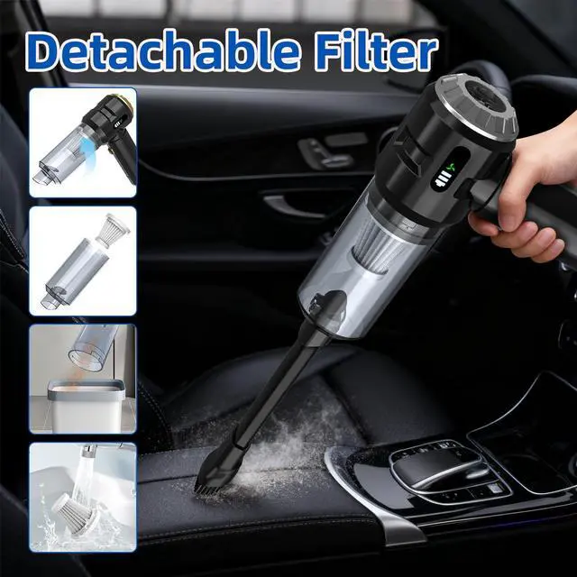 Alt view image 5 of 6 - Sycoodeal Handheld Car Vacuum Cleaner, 25000PA Strong Cyclonic Suction Portable Mini Vacuum Cordless with Digital Display Lightweight Handheld for Pet Hair, Car, Home, Office, Kitchen