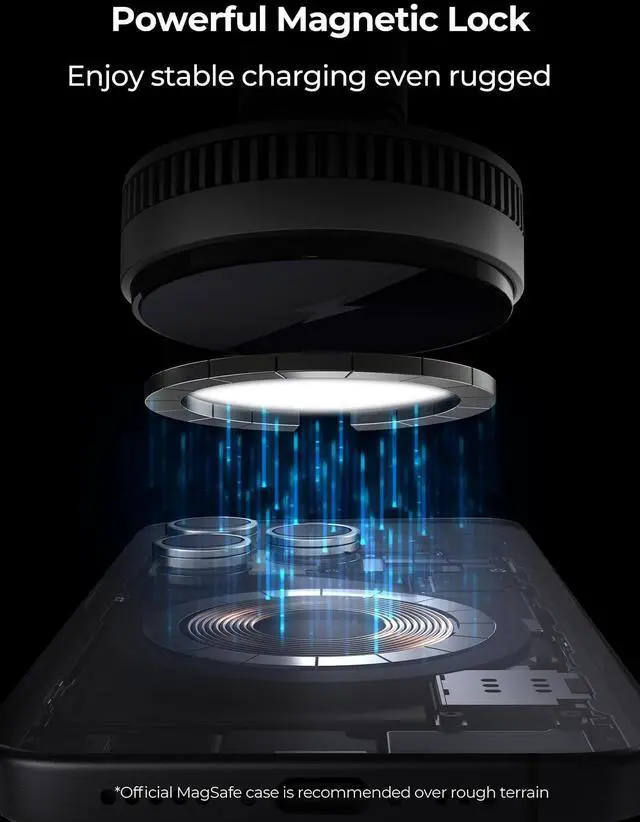 Alt view image 7 of 7 - AMEGAT Magnetic Car Charger, Active Cooling 15W Qi2-Certified Compatible with Magsafe Car Mount Charger Fast Charging, Air Vent Phone Holder Mount for iPhone 17 Pro Max 16/15/14/13/12 and More Series