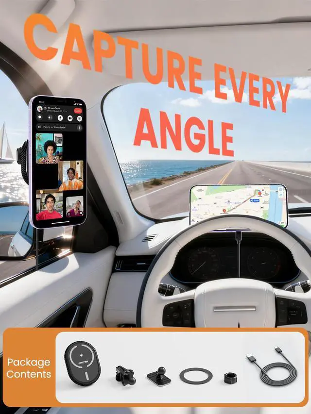 Alt view image 6 of 6 - OHLPRO for iPhone 17 Magsafe Car Mount Charger, 15W Fast Charging Magnetic Holder with 3M Adhesive Base for Dashboard, Mag Car Holder for Vent Clip Compatible with iPhone 16/15/14/13 Pro Max, Black