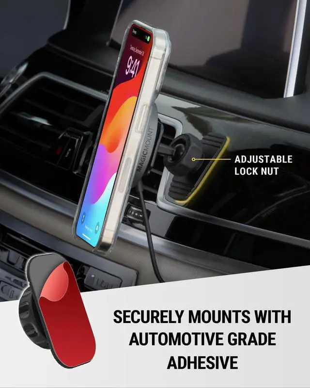 Alt view image 4 of 7 - Scosche MPQMRDV MagicMount Charge Pro Qi2 MagSafe Car Mount Charger, 15W Fast Magnetic Wireless Charging Phone Holder for Dashboard/Vent Compatible with iPhone 16/15/14/13/12 Pro Max Plus, Samsung S25