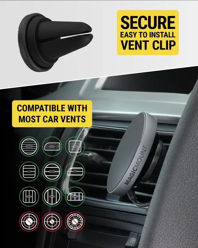 Alt view image 5 of 7 - Scosche MPQMRDV MagicMount Charge Pro Qi2 MagSafe Car Mount Charger, 15W Fast Magnetic Wireless Charging Phone Holder for Dashboard/Vent Compatible with iPhone 16/15/14/13/12 Pro Max Plus, Samsung S25