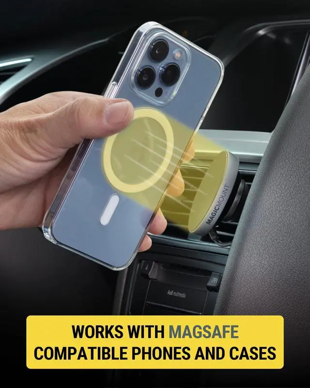 Alt view image 6 of 7 - Scosche MPQMRDV MagicMount Charge Pro Qi2 MagSafe Car Mount Charger, 15W Fast Magnetic Wireless Charging Phone Holder for Dashboard/Vent Compatible with iPhone 16/15/14/13/12 Pro Max Plus, Samsung S25