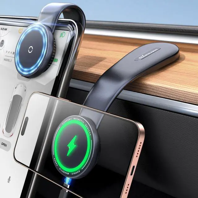 Main image of eSamcore for Magsafe Car Mount Charger, Wireless Magnetic Car Phone Holder Detachable 15W Fast Charging for Dashboard with Bendable Aluminum Arm Only Fit iPhone 17 16 15 14 13 Pro Max Mini