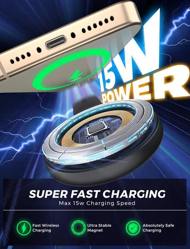 Alt view image 4 of 7 - eSamcore for Magsafe Car Mount Charger, Wireless Magnetic Car Phone Holder Detachable 15W Fast Charging for Dashboard with Bendable Aluminum Arm Only Fit iPhone 17 16 15 14 13 Pro Max Mini